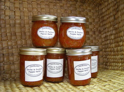 Photo of Smiles & Puckers Pepper Relish in a jar.