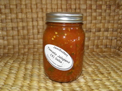 Photo of Tomato Jalapeno Salsa in a jar.